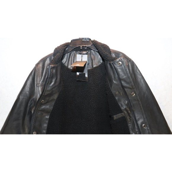 XRAY Men's Faux Leather Coat Motorcycle Biker Jacket Black Large - Picture 8 of 10